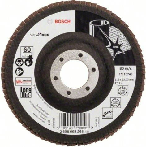 Круг лепестковый торцевой BOSCH 115 мм Р60 Best for Inox [2608608268]