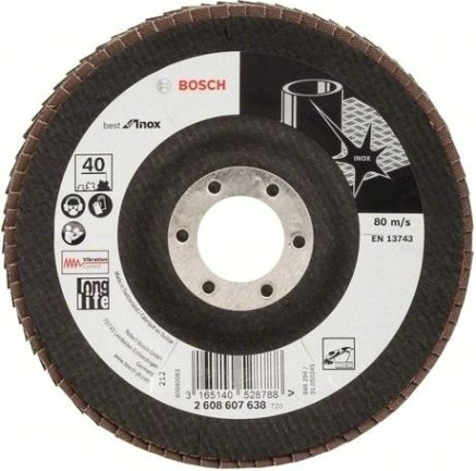 Круг лепестковый торцевой BOSCH 125 мм Р40 Best for Inox [2608607638]