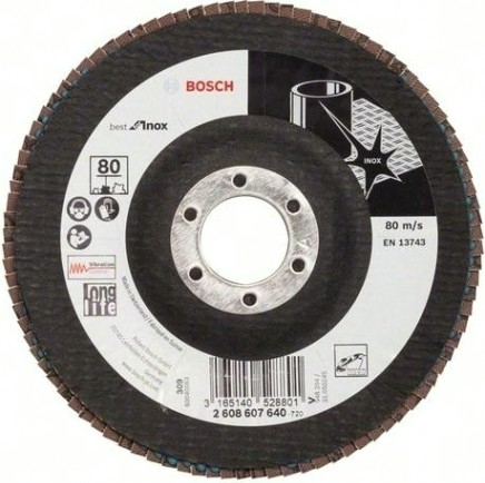Круг лепестковый торцевой BOSCH 125 мм Р80 Best for Inox [2608607640]