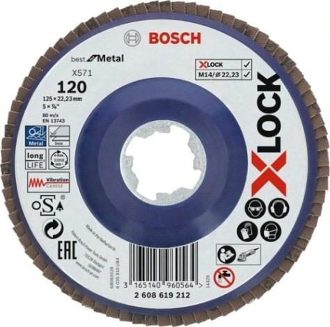 Круг лепестковый торцевой X-LOCK BOSCH 125 мм G120 X571 Best for Inox [2608619212]