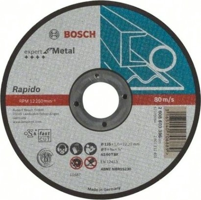 Круг отрезной по металлу BOSCH 125х1,0х22.2 мм AS60T-BF Expert for Metal-Rapido [2608603396]