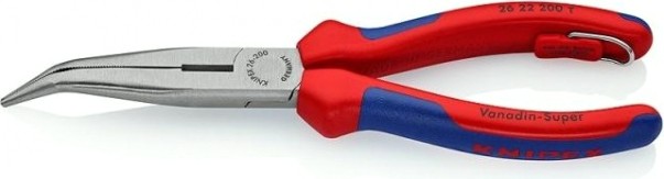 Круглогубцы с плоскими губками и режущими кромками KNIPEX 2622200T 200 мм со страховочным креплением [KN-2622200T]