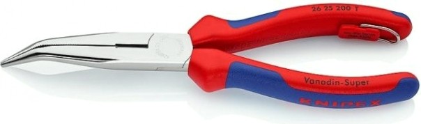 Круглогубцы с плоскими губками и режущими кромками KNIPEX 2625200T 200 мм со страховочным креплением [KN-2625200T]