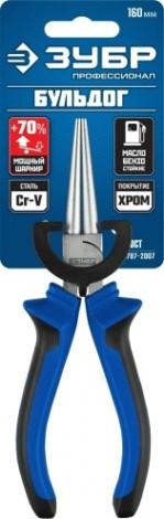 Круглогубцы ЗУБР ПРОФЕССИОНАЛ БУЛЬДОГ 160 мм особостойкое спец.покрытие н12х1(никель/хром) [2201-8-16_z02]