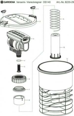 Крышка дождевателя GARDENA OS-140 08220-00.740.00 [08220-00.740.00]