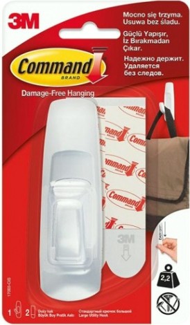 Крючок большой 3M Command® (17003) белый 1 шт. /2 бел. полоски [7100107761]
