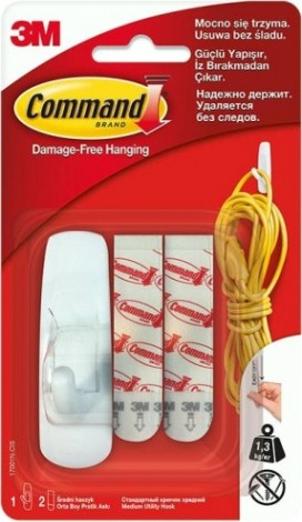 Крючок средний 3M Command® (17001N) белый, 1 шт. [7100139587]