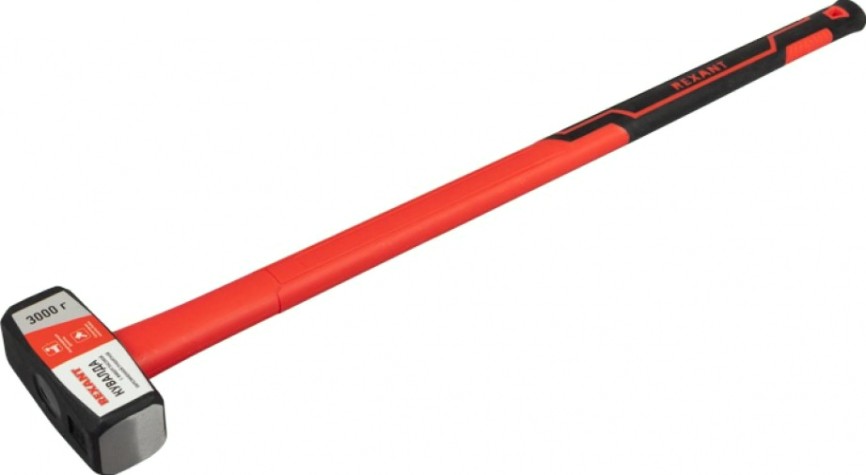 Кувалда REXANT 12-8133 с фибергласовой обрезиненной рукояткой 3000 г Кувалда REXANT 12-8133 с фибергласовой обрезиненной рукояткой 3000 г