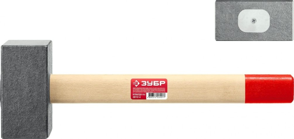 Кувалда ЗУБР 4кг кованая, деревянная рукоятка 550 мм [20112-4]