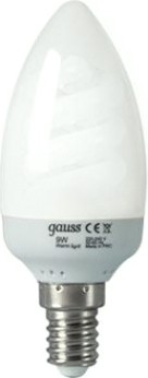 Лампа люминесцентная GAUSS Свеча энергосбер. candle 9w 2700k e14 [241109]
