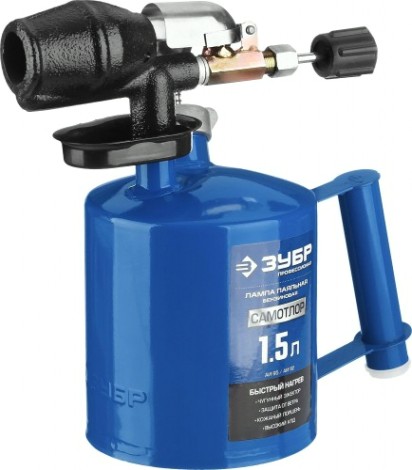 Лампа паяльная ЗУБР Профессионал САМОТЛОР с чугунным эжектором, 1,5 л [40650-1.5_z02]