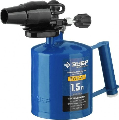 Лампа паяльная ЗУБР Профессионал ВУЛКАН со стальным эжектором, 1,5 л [40652-1.5_z02]