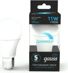 Лампа светодиодная GAUSS A60 11w 990lm 6500к e27 диммируемая [102502311-D]
