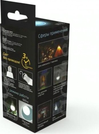 Лампа светодиодная GAUSS A60 a60 10w 660lm 4100k e27 с li-ion аккумулятором led [102402200]