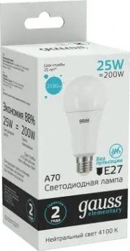 Лампа светодиодная GAUSS A67 elementary a67 25w 2100lm 4100k e27 led [73225]