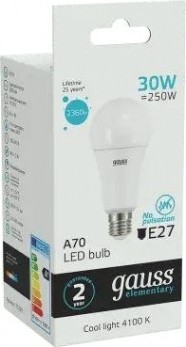 Лампа светодиодная GAUSS A67 elementary a67 30w 2360lm 4100k e27 led [73229]