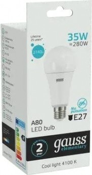 Лампа светодиодная GAUSS A67 elementary a67 35w 2740lm 4100k e27 led [70225]