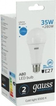 Лампа светодиодная GAUSS A67 elementary a67 35w 2790lm 6500k e27 led [70235]