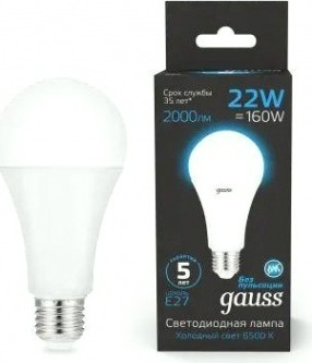 Лампа светодиодная GAUSS A70 a70 22w 1640lm 6500k e27 led [102502322]