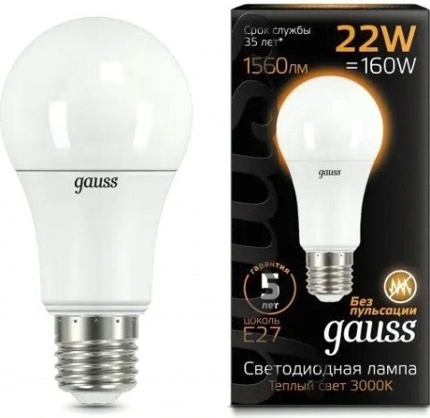 Лампа светодиодная GAUSS A70 a70 22w 1900lm 3000k e27 led [102502122]