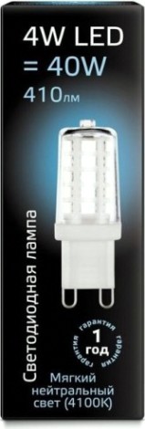 Лампа светодиодная GAUSS G9 g9 ac185-265v 4w 410lm 4100k керамика led [107309204]