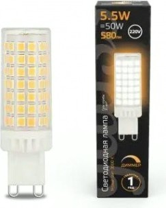 Лампа светодиодная GAUSS G9 g9 ac185-265v 5,5w 550lm 3000k керамика диммируема [107309155-D]