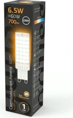Лампа светодиодная GAUSS G9 g9 ac185-265v 6,5w 770lm 3000k керамика led [107309106]