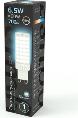 Лампа светодиодная GAUSS G9 g9 ac185-265v 6,5w 770lm 4100k керамика led [107309206]