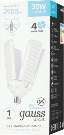 Лампа светодиодная GAUSS Клевер basic 30w 2900lm 4000k e27 led [11732232]