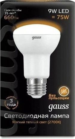 Лампа светодиодная GAUSS R63 r63 9w 660lm 3000k e27 led [106002109]