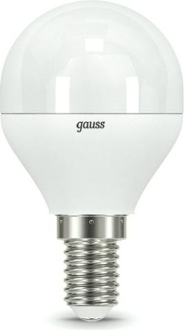 Лампа светодиодная GAUSS Шар 6.5w 520lm 3000k e14 led [105101107]