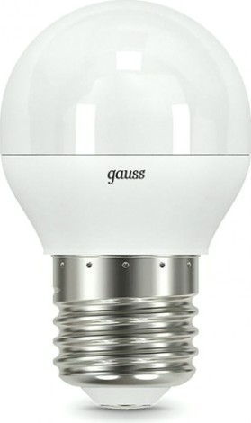 Лампа светодиодная GAUSS Шар 6.5w 520lm 3000k e27 led [105102107]