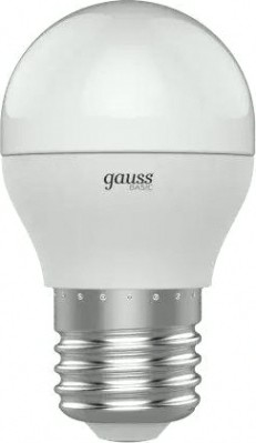 Лампа светодиодная GAUSS Шар basic 7,5w 670lm 3000k e27 led [1053218]