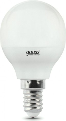Лампа светодиодная GAUSS Шар elementary шар 6w 420lm 3000k е14 led [53116]