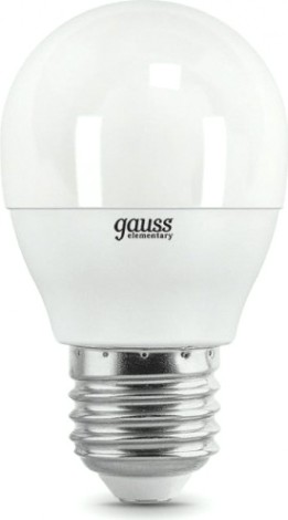 Лампа светодиодная GAUSS Шар elementary шар 6w 450lm 4100k е27 led [53226]