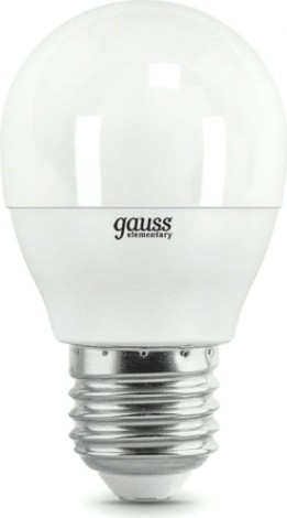 Лампа светодиодная GAUSS Шар elementary шар 8w 520lm 3000k е27 led [53218]