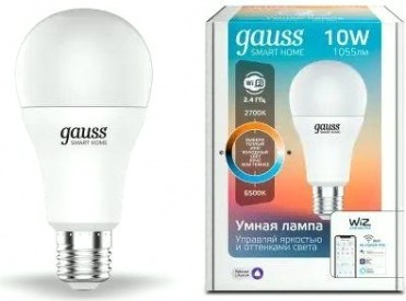 Лампа светодиодная GAUSS Smart home a60 10w 1055lm 2700-6500к e27 диммируемая led [1080112]