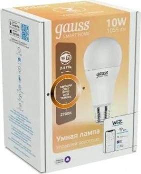 Лампа светодиодная GAUSS Smart home a60 10w 1055lm 2700к e27 диммируемая led [1070112]