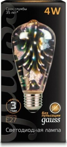 Лампа светодиодная GAUSS ST64 filament 4w е27 butterfly-3d led [147802404]