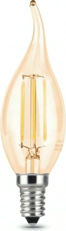 Лампа светодиодная GAUSS Свеча filament на ветру 5w 400lm 2700к е14 golden led [104801005]