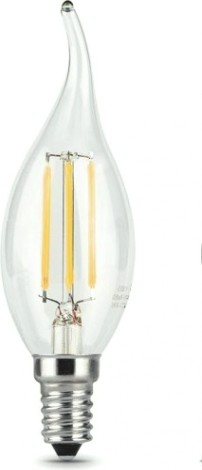 Лампа светодиодная GAUSS Свеча filament на ветру 5w 450lm 4100к е14 диммируемая l [104801205-D]
