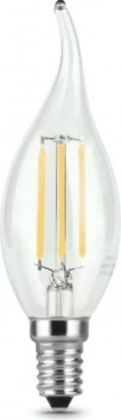 Лампа светодиодная GAUSS Свеча filament на ветру 5w 450lm 4100к е14 led [104801205]