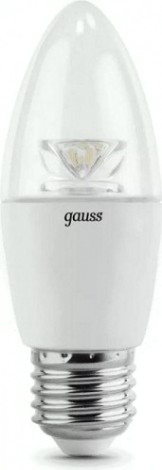 Лампа светодиодная GAUSS Свеча led candle-dim crystal clear e27 6w 4100к диммируе [103202206-D]