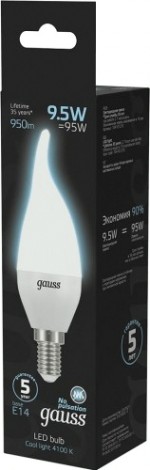 Лампа светодиодная GAUSS Свеча на ветру 9.5w 950lm 4100k e14 led [104101210]