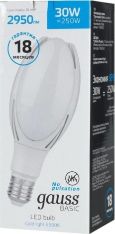 Лампа светодиодная GAUSS T100 S2 basic ac180-240v 30w 2950lm 6500k e40 [11834332]