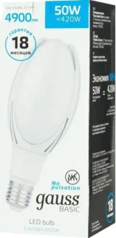 Лампа светодиодная GAUSS T100 S2 basic bt110 ac180-240v 50w 4900lm 6500k e40 [11834352]