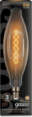 Лампа светодиодная GAUSS T120 filament 8w 620lm 2400к е27 golden flexible led [156802008]