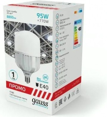 Лампа светодиодная GAUSS Т160 elementary 95w 8800lm 4100k e40 promo led [60420]