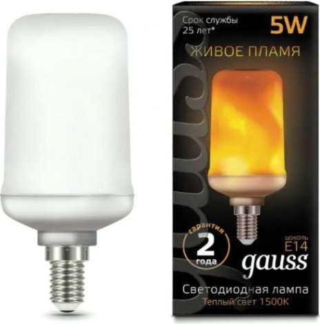 Лампа светодиодная GAUSS T65 t65 5w 20-80lm 1500k e14 flame led [157401105]