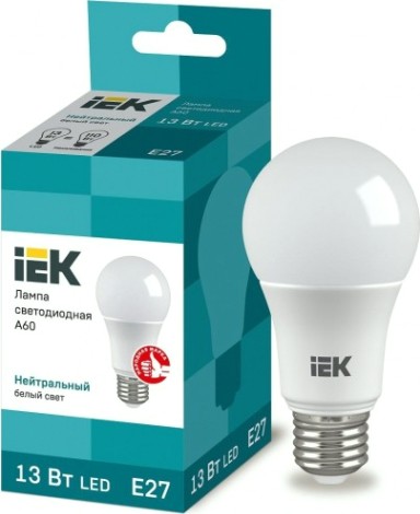 Лампа светодиодная IEK A60 13Вт 4000К Е27 Шар [LLE-A60-13-230-40-E27]